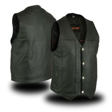 MEN'S MC CLUB  BIKER LEATHER VEST w/ CONCEAL CARRY POCKETS - MA9