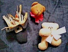  3 Lot Vtg Miniature Tiny Artist Teddy Bear Pins Handmade Sewn Dollhouse 1 to 2  