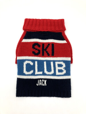 Mark and Graham Knit Dog Sweater XS Ski Club JACK mono NWOT Wool blend 6