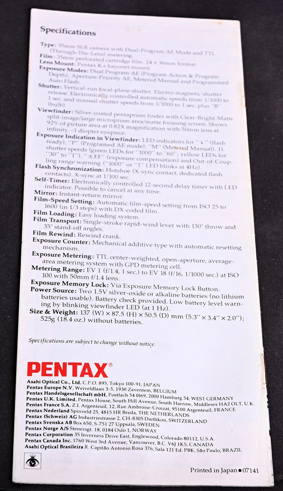 Original Pentax P50 Camera Brochure - Excellent - Image 2 of 4