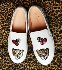 Kate Spade New York Lizbeth Meow White Leather Sneakers Size USA 9.5 UK 7/7.5