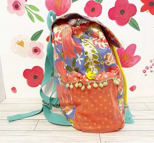 Matilda Jane Backpack Beach Day Swim Purple Pink Floral Drawstring - Picture 5 of 7