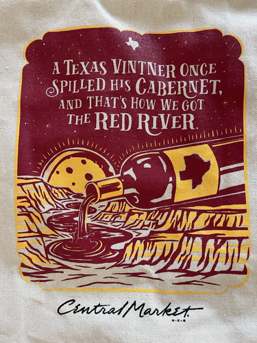 Central Market Tote Bag Texas Stroll Red River Cabernet Reusable NWOT - Picture 3 of 11