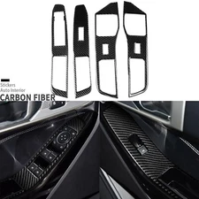 4Pcs Real Carbon Fiber Window Lift Switch Panel Cover For Ford Explorer 2020-23