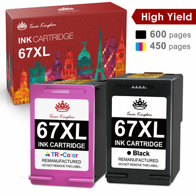 2 PACK 67 XL 67XL Ink Cartridges Fit For HP ENVY 6052 6055 6058 6075 Pro 6455