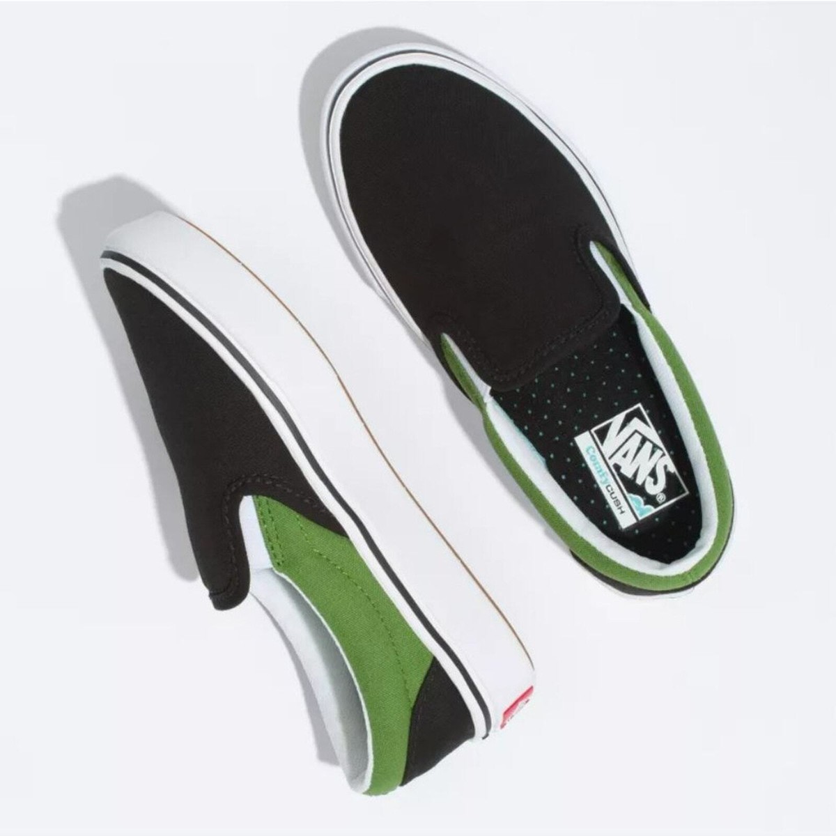 NEW Vans Kids 2-TONE Comfycush Slip-On Skate Shoe Cactus/Black 