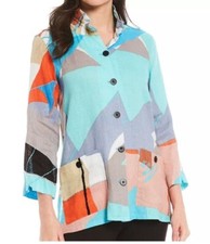 Ali Miles Cardigan Tunic (Y) Shirt Blouse Linen Large
