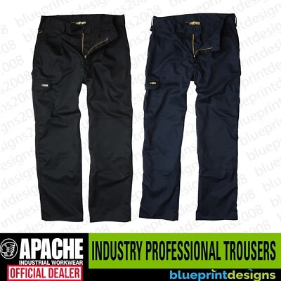 Apache Black Industry Pro Blue/Black Combat Cargo Work Wear Trousers All Sizes