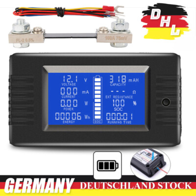 LCD DC Digital Monitor Volt Amperemeter Watt Meter Batterie Anzeige Tester-Shunt