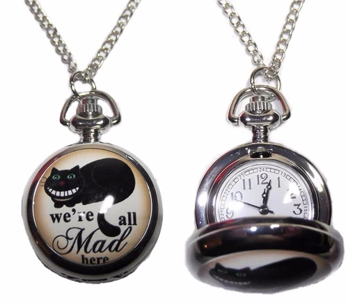 Alice in Wonderland We're All Mad Here Pendant Pocket Watch