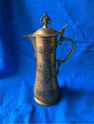 WMF Strausenmarke Weinkanne Jugendstil Kupferkanne Messing