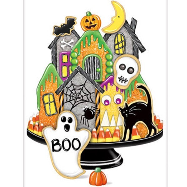 Mary Lake-Thompson Halloween Haunted House Cookie Cake Flour Sack Kitchen Towel
