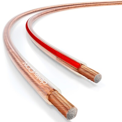 deleyCON 100m Lautsprecherkabel 0,75mm² CCA Lautsprecher Boxen Kabel Transparent