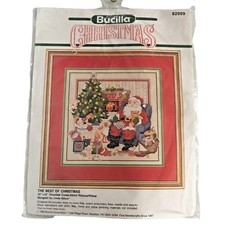 Bucilla Christmas Kit The Best Of Santa Fireplace Tree Picture Pillow 12x12 NIP