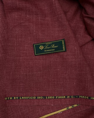 LORO PIANA SUMMERTIME Suiting Fabric Burgundy Red Wool Linen Silk 3.5 meter
