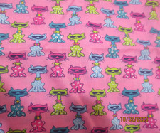 3 yds 14" x 44" wide Fun Cats" - Springs Living - 9876 on Pink Cotton Fabric