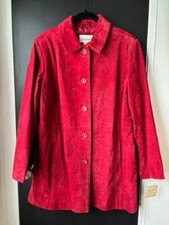 Nwt Red Suede Cherokee Machine Washable Leather Women's Jacket Size L
