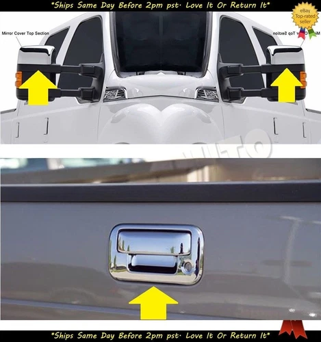 08-16 Ford Super Duty F250+F350+F450 TOP HALF Mirror + Tailgate Covers Overlay