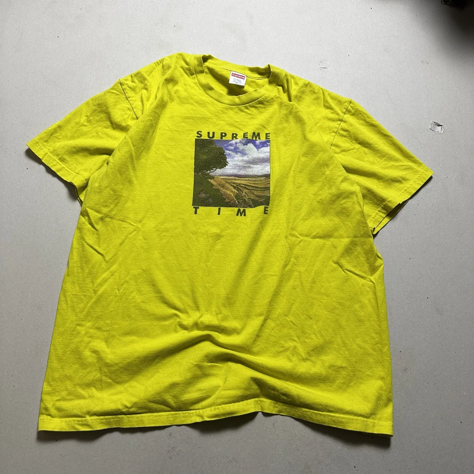 tee shirt graphique supreme time taille L jaune hype beast streetwear 