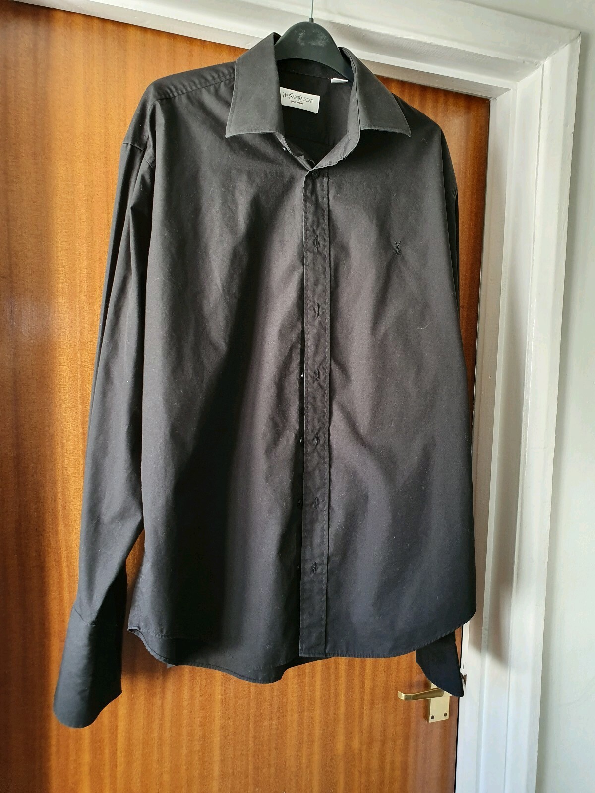 Camicia uomo collo 16" Yves Saint Laurent camicia nera formale gemelli polsino