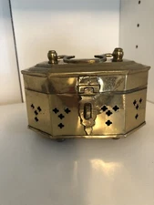 Lucky Cricket Brass Incense Box Latch Lidded Handle Top 3.5” T x 4.5” W