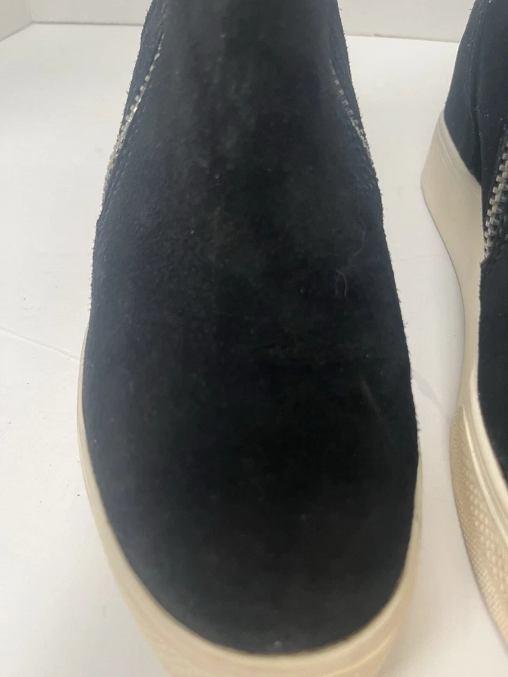 Steve Madden Hidden Wedge Canvas Black Suede Sneakers Size 7 - Zipper sides - Image 2 of 4