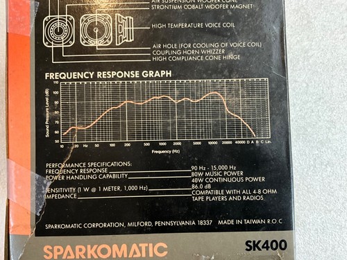 Sparkomatic KS400 Speakers  4" x 4" Door Mount Dual Cone Compact 80 BOOMING WATT - Picture 4 of 9
