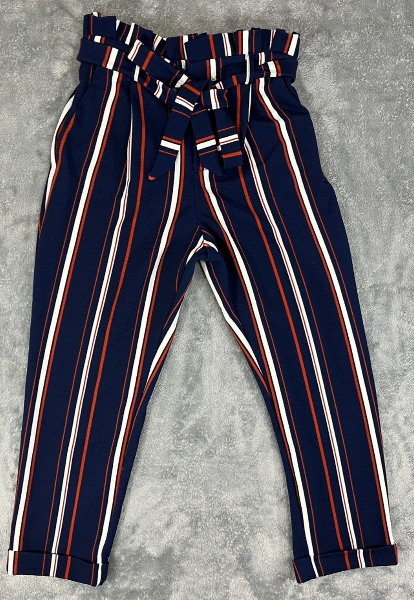 No Boundaries Juniors Small 3-5 Striped Paper Bag Waist Casual