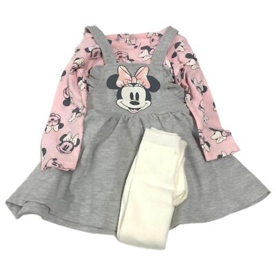 Disney Infant Girls Gray Minnie Mouse Outfit Jumper Dress Shirt