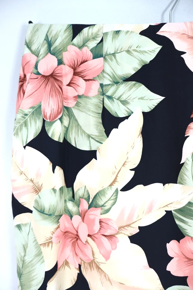 NEW DANA BUCHMAN Women's Silk Pencil Skirt Lined Floral Multicolor Size 14 - Image 4 of 4