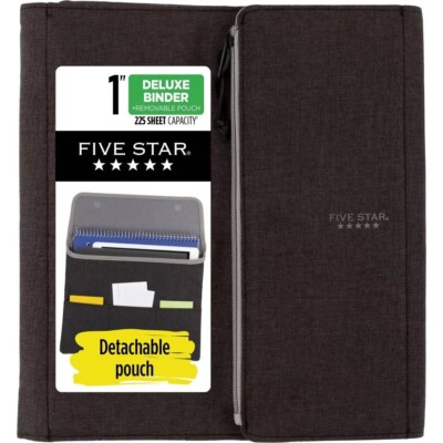 Five Star Older Student Deluxe 1'' Binder Black/Gray, 12-1/2 x 11-1/4''