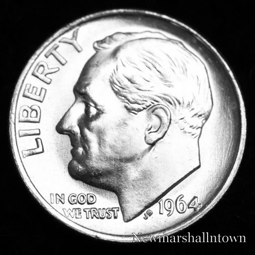 1964 P Roosevelt Uncirculated Silver Dime ~ Raw Coin from Bank Roll