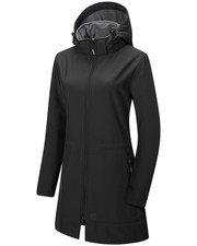 Women's Softshell Jacket With Removable Hood Fleece Lined Windbreaker Insulat...