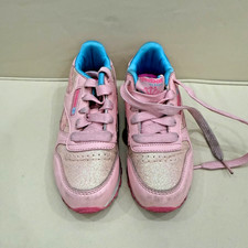 Reebok Classic Girls Sneakers Pink Glitter Athletic Shoes Youth Size 11.5