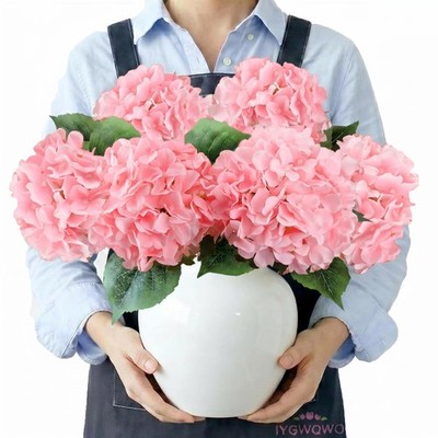 6PCS Large Silk Hydrangea Flowers, 20 in Full Faux Huge Hydrangea Artificial ...