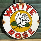 VINTAGE WHITE ROSE GASOLINE STATION PORCELAIN FLOWER SIGN GAS OIL