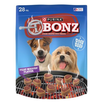 Purina T-Bonz Filet Mignon Flavor Steak Shaped Dog Treats - 4x 28oz Pouches