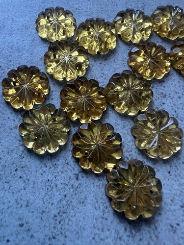 Vintage Czech Sew-On Glue-On Glass Stones Flat Back Gold Foil Yellow Dozen READ!
