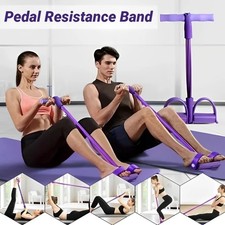 4 Tube Pedal Resistance Bands | Fitness Yoga Sit Up Exercise Pull Rope Trainer