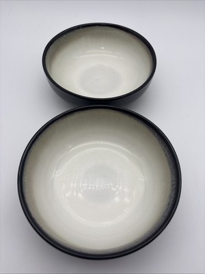 Set Of 2 Sango Nova Black Stoneware 4932  6 1/2'' Coupe Cereal Bowl