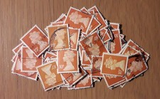 100 GB used English definitive postage stamps: 10p dark orange