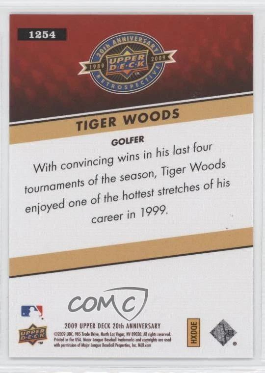 2009 Upper Deck 20th Anniversary Retrospective Sports Tiger Woods #1254 - Image 2 of 2