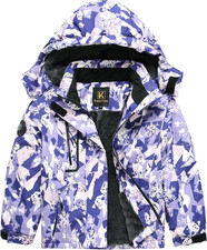 Girl'S Ski Jacket Winter Warm Thick Snow Coat Windproof Kids Outdoor Hooded Jack