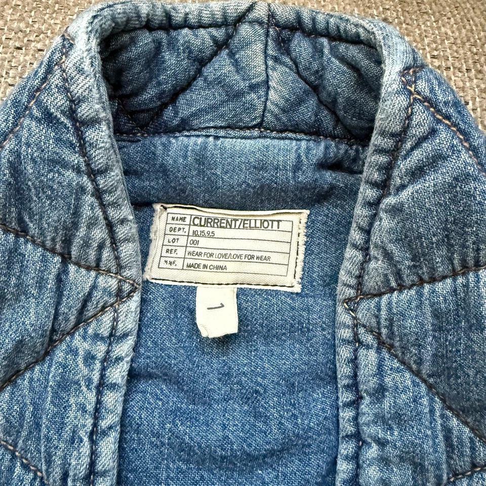 Current/Elliott Quilted Denim Kimono Coat Women's Size 1 Boho Chic Chore Coat - Image 4 of 4