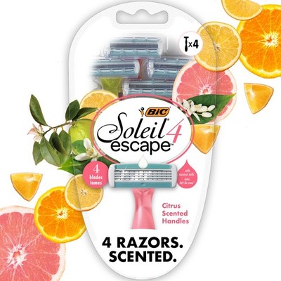 BIC Soleil 4 Escape Scented Women's Disposable Razors, 4 Blades, Comfortable Sha