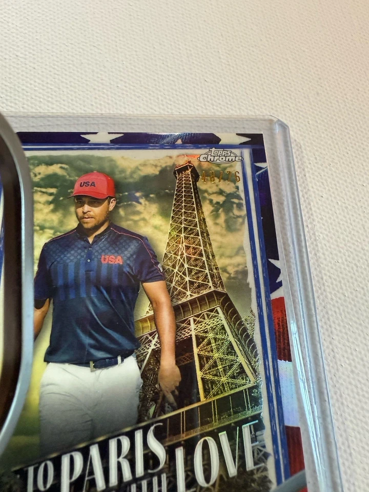 2024 Topps Chrome US Olympic Xander Schauffele USA Golf RC #d /76 RARE SP Hot! - Image 2 of 3