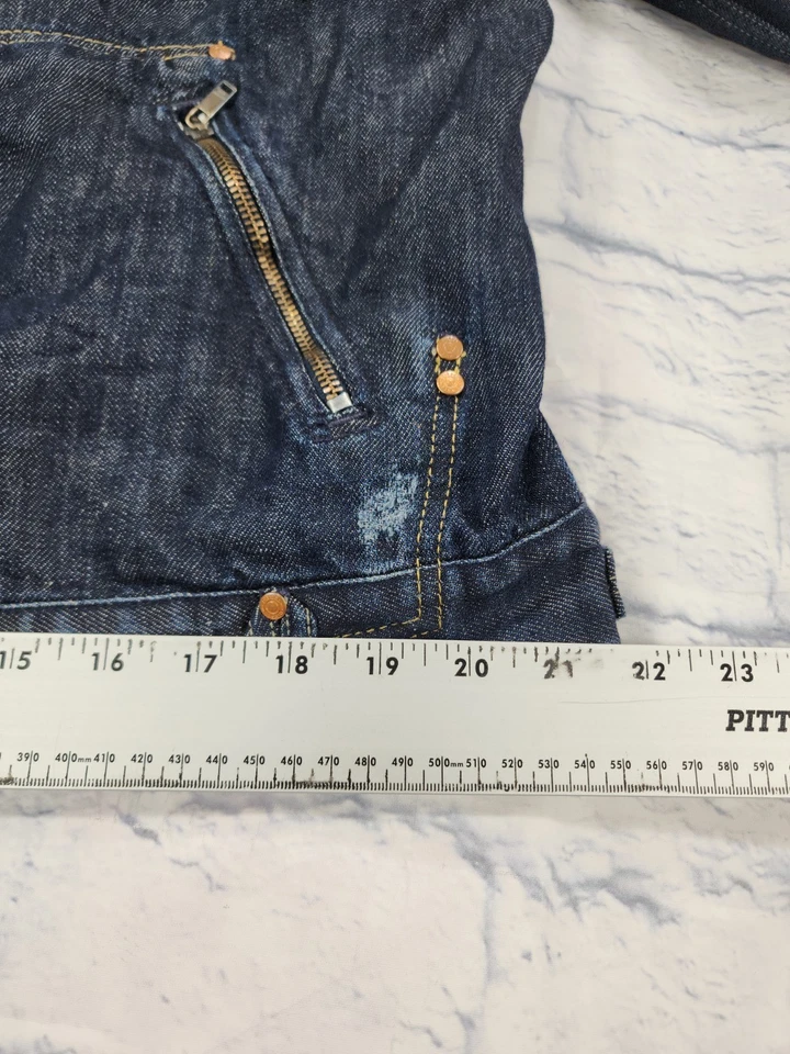Diesel Denim MENS XXL Jacket Cafe Racer Biker Grunge Dark Wash Linen VINTAGE - Image 2 of 4