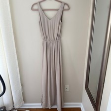 Show Me Your Mumu Taupe Tan V-Neck Elastic Waist Maxi Dress XS Bridesmaid