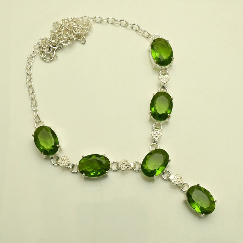 Peridot Gemstone Ethnic Handmade Necklace Jewelry For Women 17 Gms AN 36835