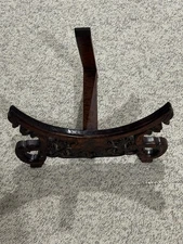 20" Wood Round Plate Easel Display Holder Stand Disk Award Rack Home Decor